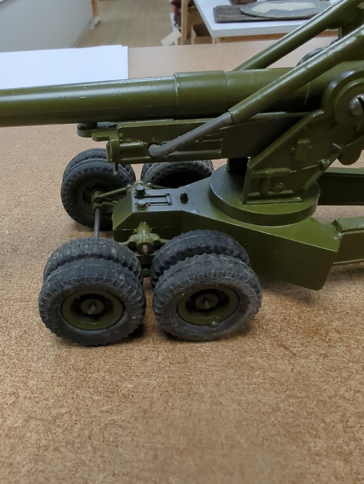 A selection of various Dinky military toys and a boxed Britains 155mm gun